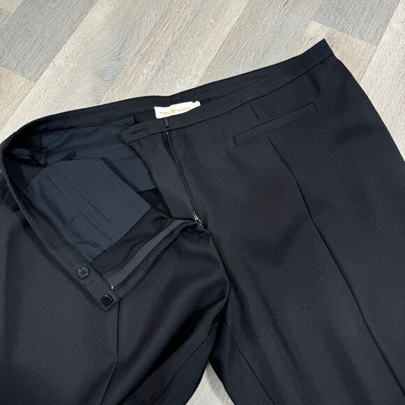Tory Burch Flare Leg Wool Silk Dress Pants Black 12 Mid Rise - Picture 8 of 15